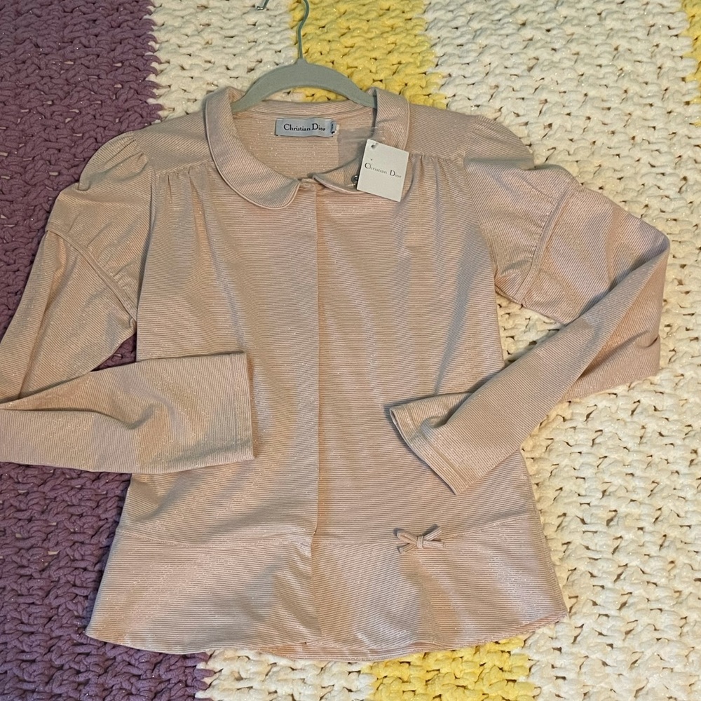 NWT👚Christian Dior Girls’ Long Sleeve Top in Pastel Pink